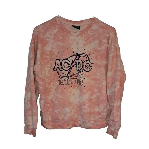 AC/DC Women's XXL (18)  Orange Tie Dye sweatshirt Live 1978 Tour - Picture 1 of 7